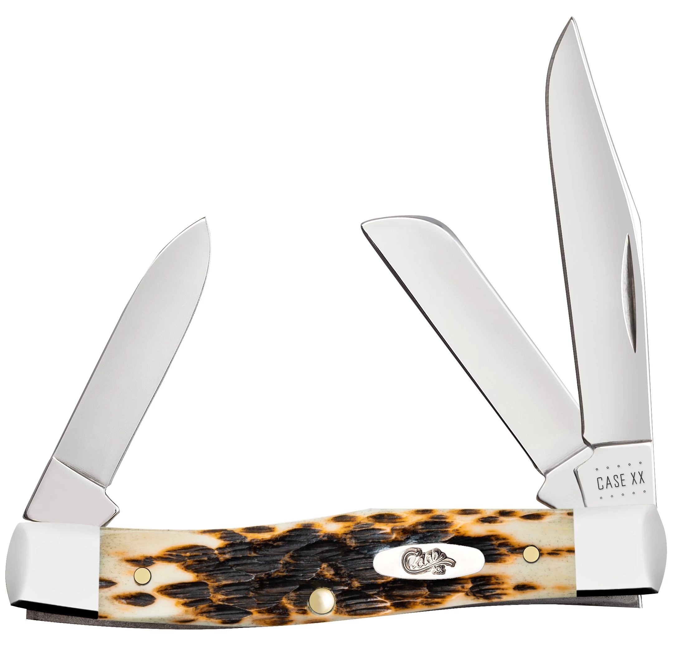 Peach Seed Jig Amber Bone CS Medium Stockman with Pen Blade 00079