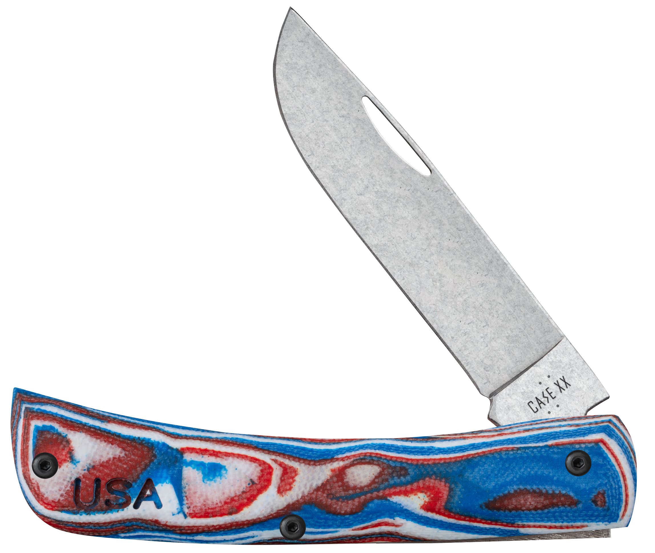 CrossRoads Red White Blue Burl Smooth Sod Buster Jr 66386 – wholesale Case XX knife