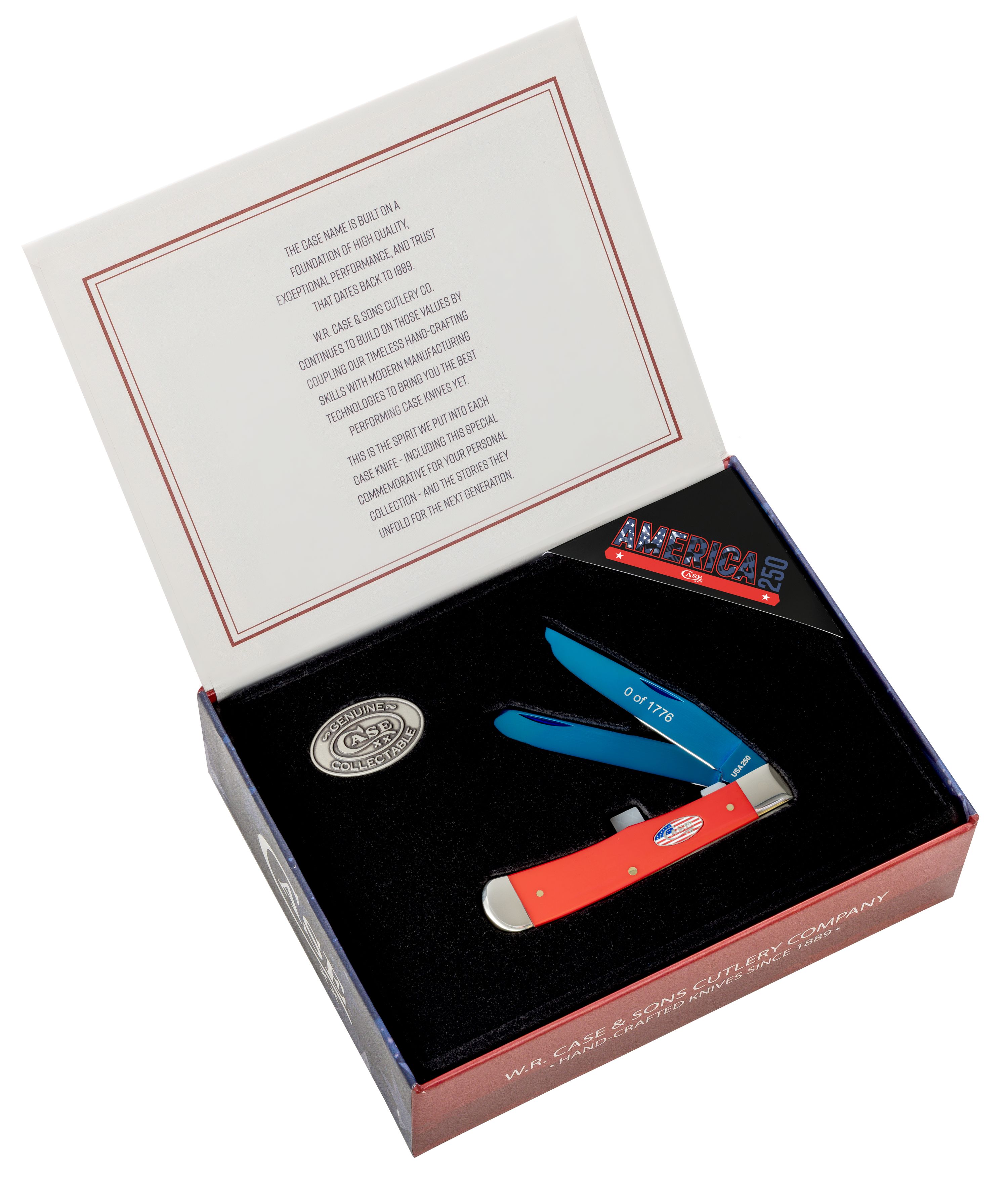 Case 250th Smooth Red Synthetic Trapper Folding Knife 4254 SS Patriotic Box 1-of-1776 25002 – wholesale Case XX knife