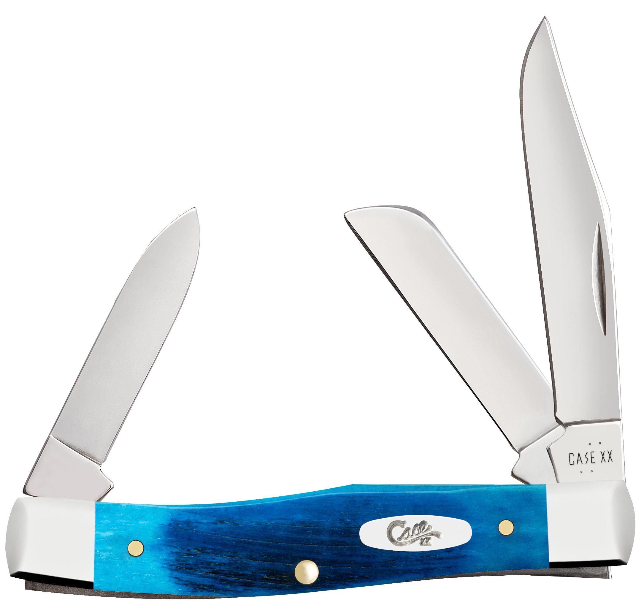 Sawcut Jigged Caribbean Blue Bone Medium Stockman 25579 – wholesale Case XX knife